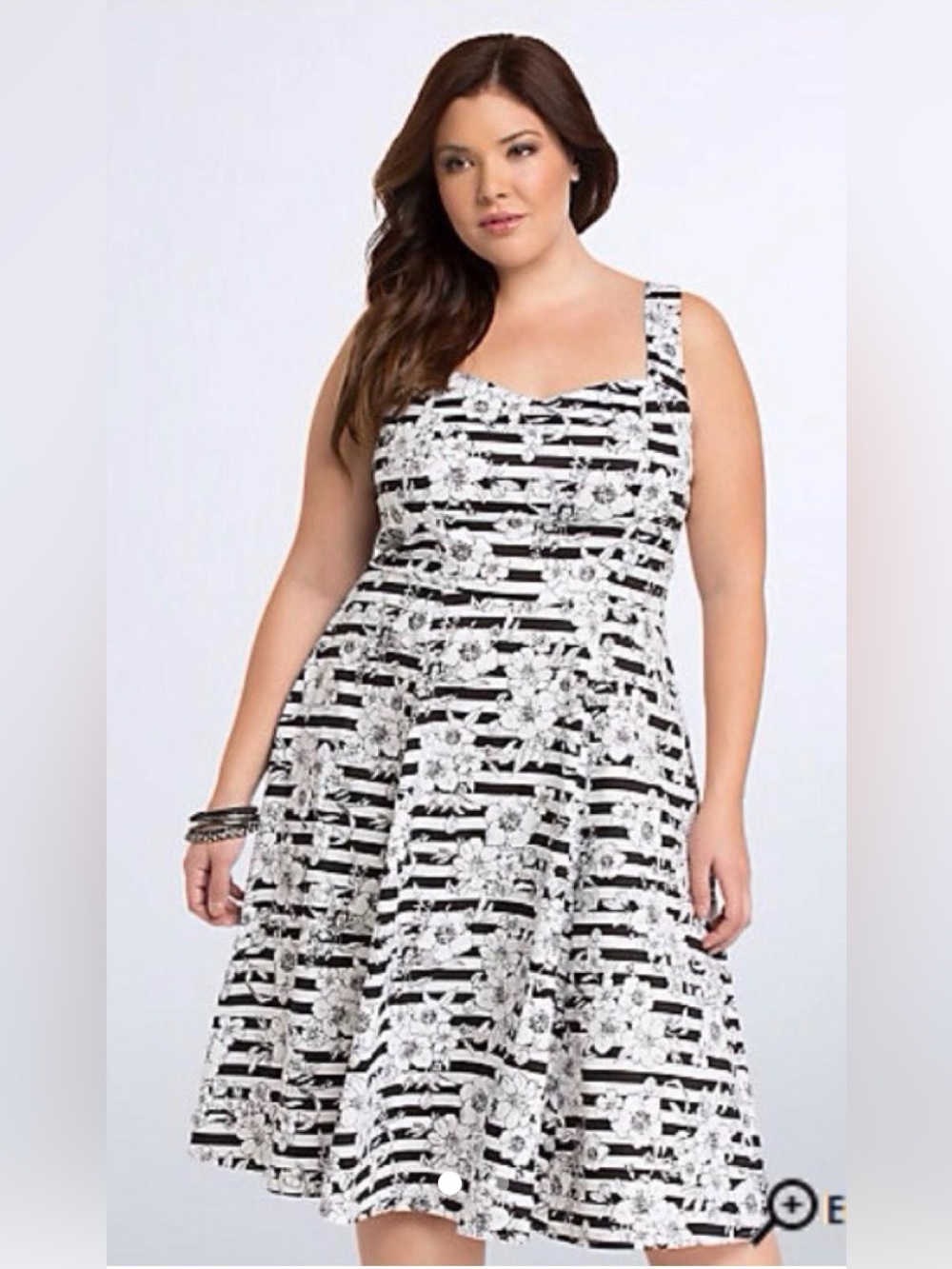 torrid Black and White Floral Stripe Midi Dress size 20 EUC